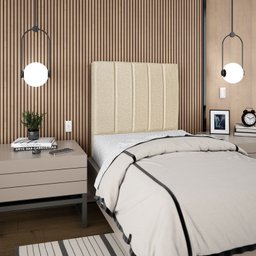 Cabeceira Estofada Cama Box Solteiro Carla 110cm Linho:bege - 2