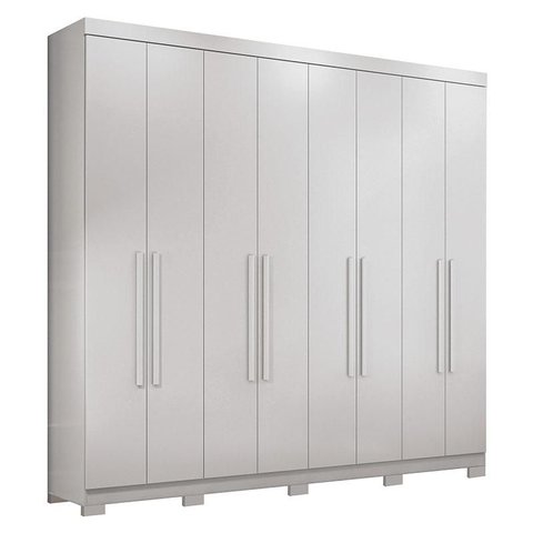 Guarda Roupa Casal 8 Portas 4 Gavetas Master New Branco Brilho com Pés - Santos Andirá