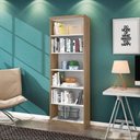 Ver imagem 1 de Livreiro Multiuso com 5 Prateleiras Linus Qmovi Carvalho Toque Rústico/branco