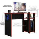 Ver imagem 5 de Mesa Gamer 108 cm Suporte para Cpu Neko Ptl:Preto Fosco Vermelho