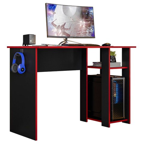 Mesa Gamer 108 cm Suporte para Cpu Neko Ptl:Preto Fosco Vermelho