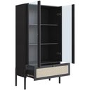 Ver imagem 2 de Cristaleira para Sala de Jantar 2 Portas Pés Madeira Moss A03 Nero Preto