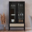 Ver imagem 1 de Cristaleira para Sala de Jantar 2 Portas Pés Madeira Moss A03 Nero Preto