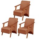Ver imagem 1 de Kit 3 Poltronas Venus 1 Lugar Braço Madeira Maciça Tecido Suede Unidecor Terracota