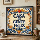 Ver imagem 1 de Quadro Casa de Gente Feliz 33x33cm Mold Preta Vidro