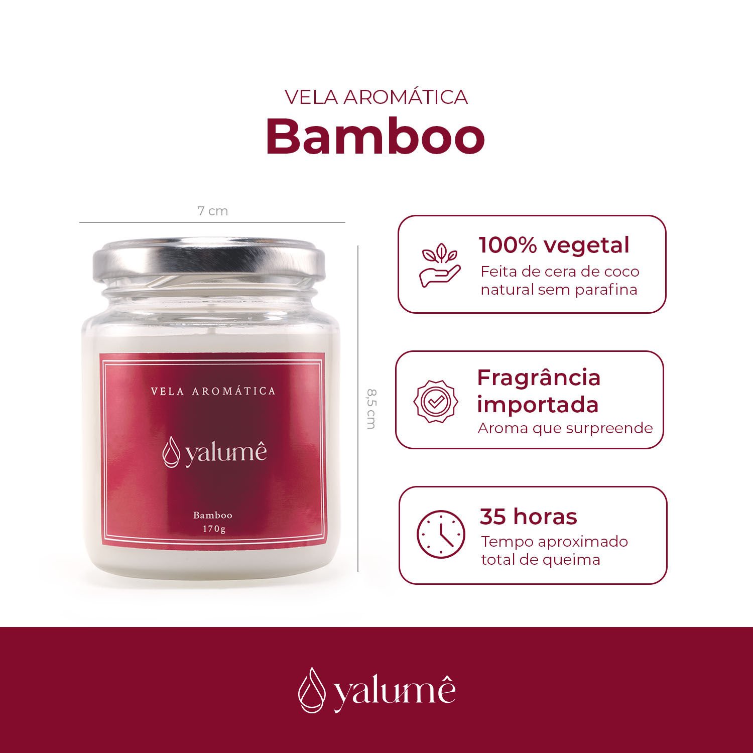 Vela Aromática Bamboo 35 Horas (170g) - Yalumê - Vela Perfumada sem Parafina - 2