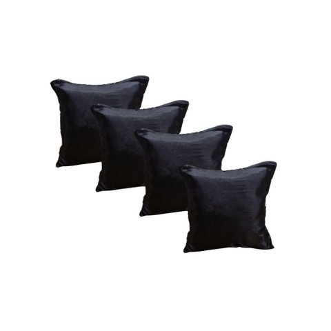 Kit 4 Capa Almofadas Cetim 35x35 Luxo Ziper Invisivel - Magic Enxovais Preto