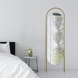 Espelho Decorativo de Chão Portal Fit Dourado 150x43cm Oblongo