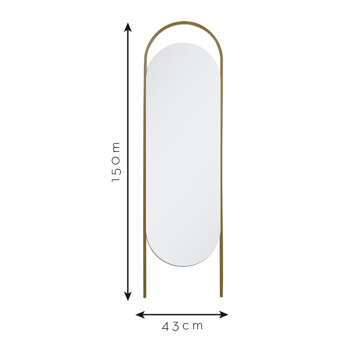 Espelho Decorativo de Chão Portal Fit Dourado 150x43cm Oblongo - 4