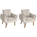 Ver imagem 3 de Kit 02 Poltrona Decorativa e Puff Opala Suede Bege Smf Decor