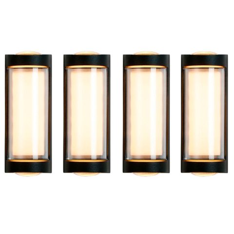 4 Arandela Externa 3 Leds Facho Duplo Aluminio Muro Bet80