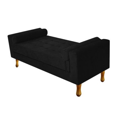 Recamier Baú Félix King Size 195cm Suede Preto
