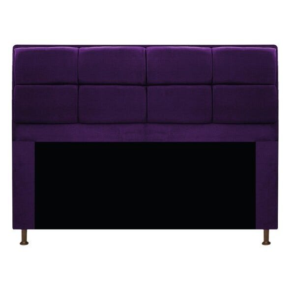 Kit Cabeceira e Calçadeira Munique 140 cm Casal Suede Roxo - Doce Sonho Móveis - 2