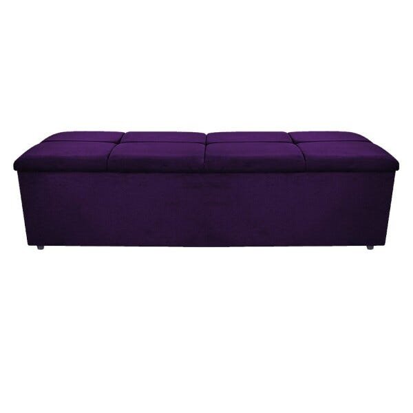 Kit Cabeceira e Calçadeira Munique 140 cm Casal Suede Roxo - Doce Sonho Móveis - 3