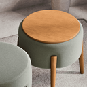 Ver imagem 2 de Puff Dual em Mdf Premium 1 Unidade Móvel Sofisticado Tecido Linho:verde