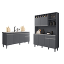 Ver imagem 1 de Armário de Cozinha Alice com Balcão de Pia Tatiane 150m sem Tampo Cinza - Ajl