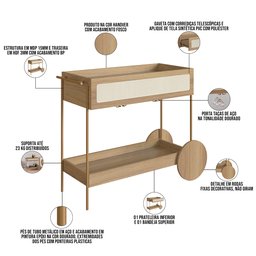 Carrinho Bar com Porta Taças Industrial Indy A03 Hanover Dourado - Lyam Decor - 4