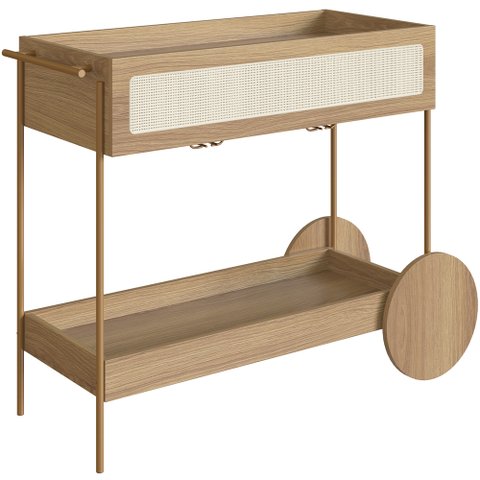 Carrinho Bar com Porta Taças Industrial Indy A03 Hanover Dourado - Lyam Decor