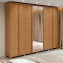 Ver imagem 1 de Guarda-roupa Casal 100% Mdf 8 Portas Easy Glow com Espelhos e Pés Amendoa Clean