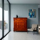 Ver imagem 2 de Cômoda Clássica com 5 Gavetas Castanho Aveludado para Quarto e Sala 112x108x54cm