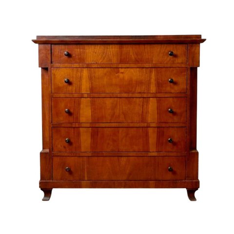 Cômoda Clássica com 5 Gavetas Castanho Aveludado para Quarto e Sala 112x108x54cm