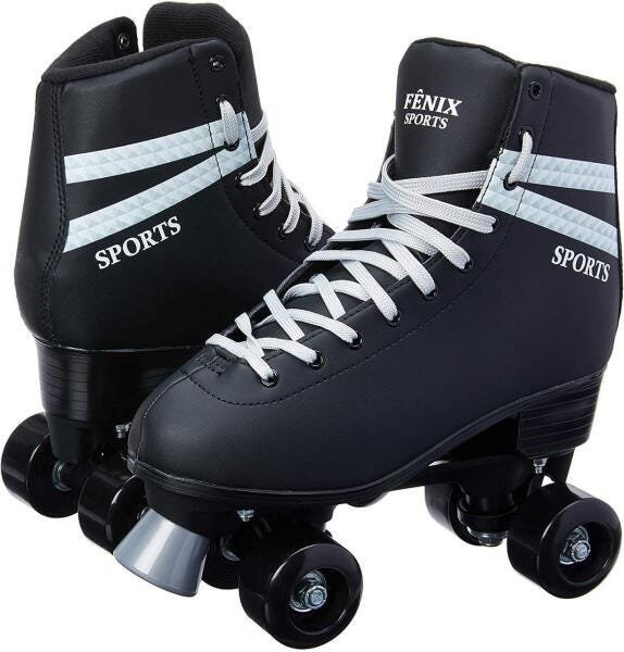 Patins Sports Roller Skate 4 Rodas Preto Do 34-35 - Fênix