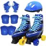 Patins 4 Rodas Roller Infantil Kit Proteção 30/31 Azul - 1
