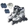 Patins In Line Prata Com Kit Proteção 34 Ao 37 - Fênix - 1