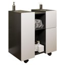 Ver imagem 1 de Gabinete Armario Banheiro Pia de Coluna Macau com Rodízios Preto/branco