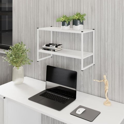Nicho de Parede para Escritório 2 Prateleiras MDP Branco 63cm F5 Office