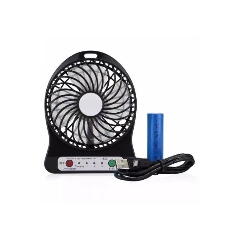 Mini Ventilador de Mesa Portátil Recarregável com Lanterna