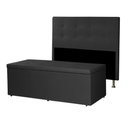 Ver imagem 1 de Kit Cabeceira e Calçadeira Baú Casal 1,40m Berlim Suede Preto Dal Poz Estofados