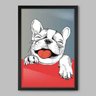 Quadro Animal Dog Feliz - 60x40cm - Moldura Caixa Preto - 1