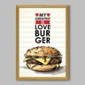 Quadro Cozinha Meu Maior Amor é Hamburger - 60x40cm - Moldura Caixa Madeira - 1