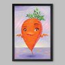 Quadro Cozinha Cenoura Dance - 45x30cm - Moldura Caixa Preto - 1
