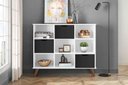 Ver imagem 3 de Nicho Organizador Retro Branco com 3 Gavetas Pretas 108 X 92,5cm - Fdecor