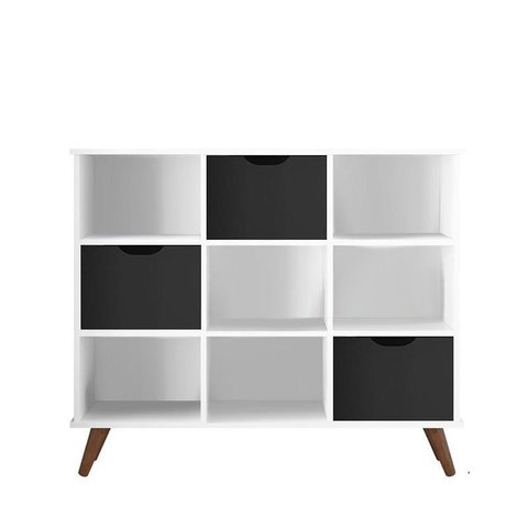 Nicho Organizador Retro Branco com 3 Gavetas Pretas 108 X 92,5cm - Fdecor