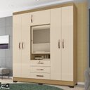 Ver imagem 2 de Guarda Roupa 6p 3g Espelho 180 Cm 6542 Carvalho Am Off White Incp