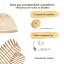 Ver imagem 4 de 2 Pendente Boho Fibra Natural Junco Rustico 45cm Cabeceira Nat48