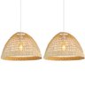 2 Pendente Boho Fibra Natural Junco Rustico 45cm Cabeceira Nat48 - 1