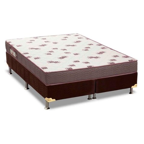 Conjunto Box Casal: Colchão Espuma Ortobom D28 Light + Base Crc Suede Brown (138x188)