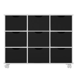 Nicho Organizador com Rodízios Toys 9 Gavetas Q01 Branco/Preto - Mpozenato - 1 Nicho Organizador com Rodízios Toys 9 Gavetas Q01 Branco/Preto - Mpozenato - 1