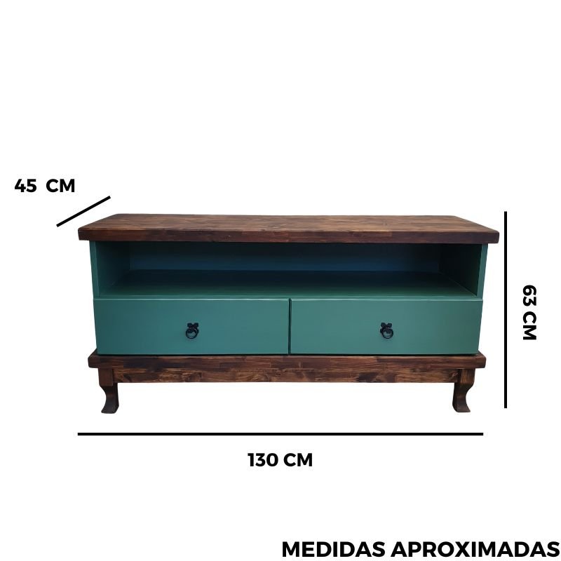 Rack para Tv de Madeira com 2 Gavetas:verde - 6