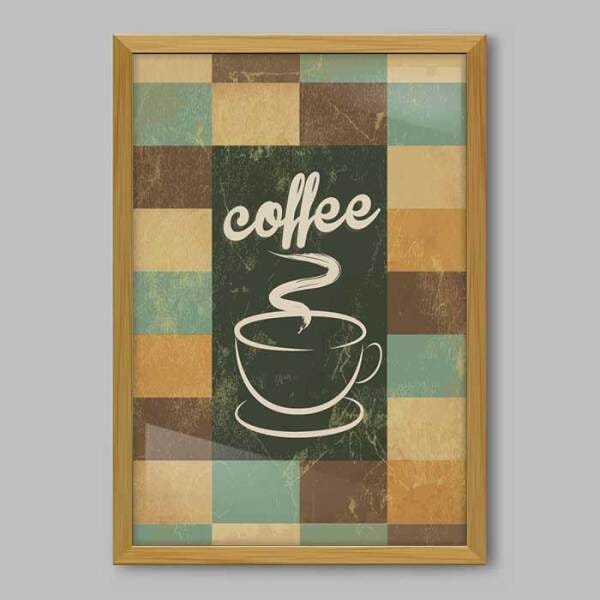 Quadro Cozinha Coffee I - 90x60cm - Moldura Caixa Madeira - 1