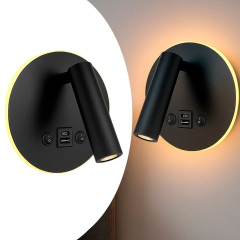 Arandela de Leitura Foco Móvel LED USB e USB-C Sala BET82