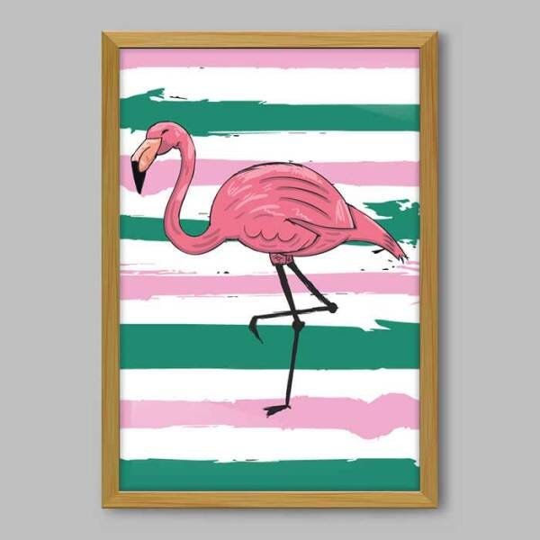 Quadro Animal Flamingo - 90x60cm - Moldura Caixa Madeira - 1