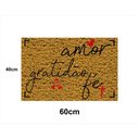 Ver imagem 2 de Tapete Capacho Amor Gratidão e Fé 60x40 Casa Entrada Lar