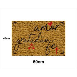 Tapete Capacho Amor Gratidão e Fé 60x40 Casa Entrada Lar - 2