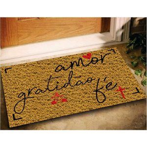 Tapete Capacho Amor Gratidão e Fé 60x40 Casa Entrada Lar