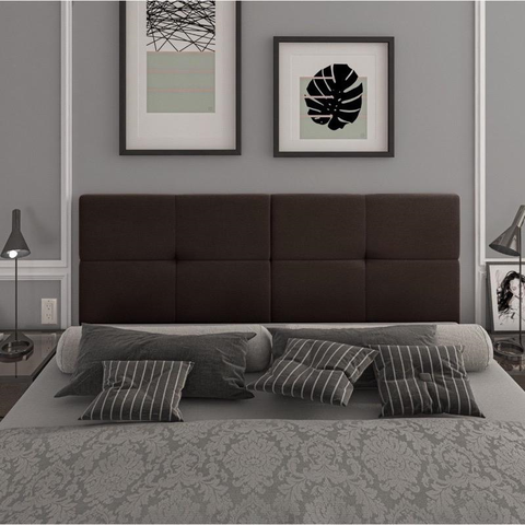 Cabeceira Painel Cama Box Casal 1,40 México Estofada Suspensa Dobrável - Marrom Suede